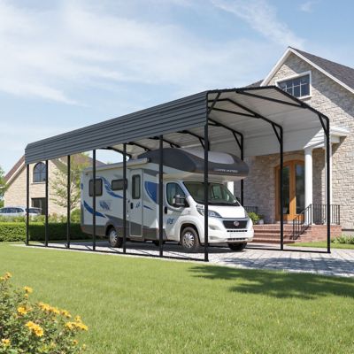 Image showing 8 th Veikous 14 x 30ft. Metal Heavy Duty Carport RV Car Canopy Shelter in Gray