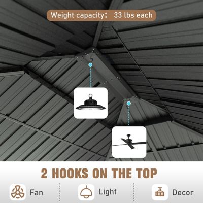 Image showing 6 th Veikous 12 x 14ft. Hardtop Sunroom Gazebo Solarium with Galvanized Steel Double Roof and Solid PC Panel Walls