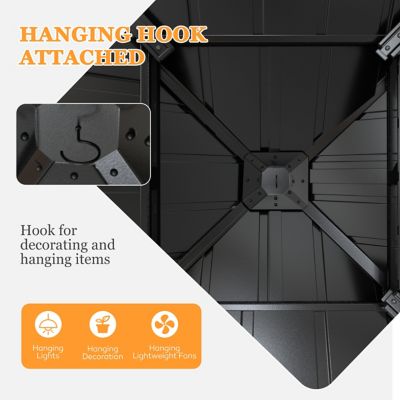 Image showing 6 th Veikous 12 x 12ft. Metal Double Hardtop Gazebo with Galvanized Steel Roof and Netting