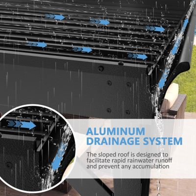 Image showing  10 x 8ft. Patio Covers with Metal Roof Wall-Mount Gazebo Pergola