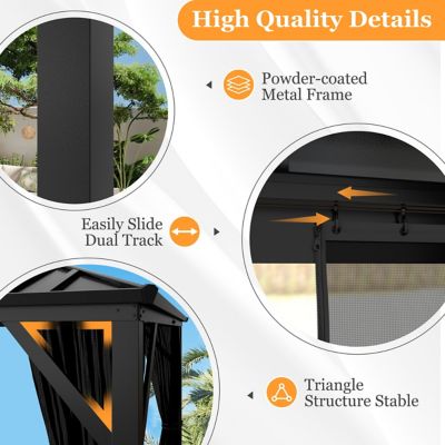 Image showing 4 th Veikous Aluminum Hardtop Gazebo with Netting and Double Roof