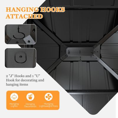 Image showing 6 th Veikous Aluminum Hardtop Gazebo with Netting and Double Roof