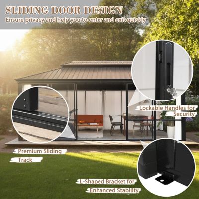 Image showing 9 th Veikous 16 x 12ft. Sunroom Aluminum Double Hardtop Gazebo with PC Mesh Screen