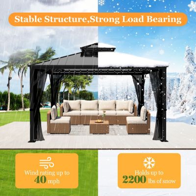 Image showing  Aluminum Hardtop Gazebo with Netting and Roof