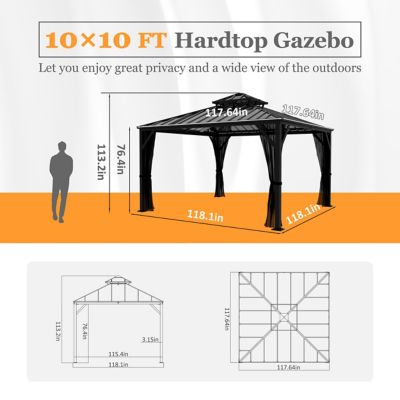 Image showing 5 th Veikous Aluminum Hardtop Gazebo with Netting and Roof
