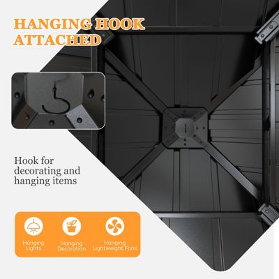 Image showing 7 th Veikous Aluminum Hardtop Gazebo with Netting and Roof