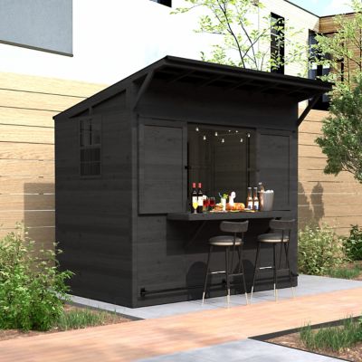 Veikous 5 x 8ft. Black Wooden Garden Gazebo Shed