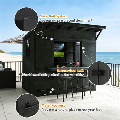 Image showing  8 x 5ft. Outdoor Bar Gazebo Farm Stand Wooden Shed with Lockable Windows and Doors