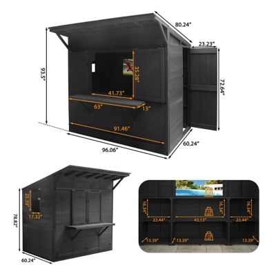 Image showing  8 x 5ft. Outdoor Bar Gazebo Farm Stand Wooden Shed with Lockable Windows and Doors