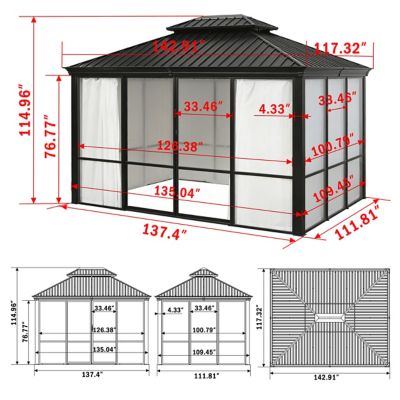Veikous 10 x 12ft. Hardtop Sunroom Gazebo - Thumbnail 2