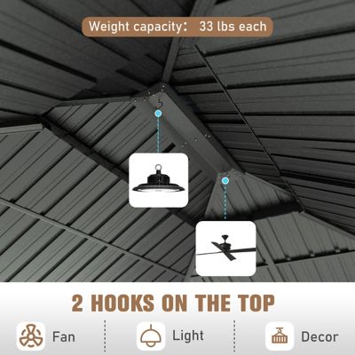 Image showing 6 th Veikous 10 x 12ft. Hardtop Sunroom Gazebo Solarium with Galvanized Steel Double Roof and Solid PC Panel Walls