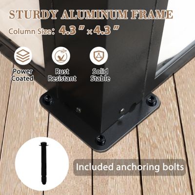 Image showing 7 th Veikous 10 x 12ft. Hardtop Sunroom Gazebo Solarium with Galvanized Steel Double Roof and Solid PC Panel Walls