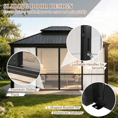 Image showing 8 th Veikous 10 x 12ft. Hardtop Sunroom Gazebo Solarium with Galvanized Steel Double Roof and Solid PC Panel Walls