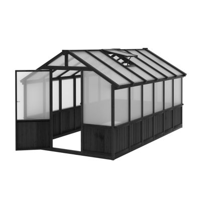 Image showing 8 th Veikous 8 x 12ft. Wooden Black Polycarbonate Greenhouse with Roof Vent for Outdoor