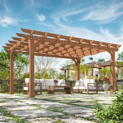 Veikous 14 x 10ft. Wooden Patio Pergola Outdoor Garden Gazebo