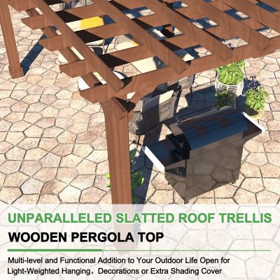 Image showing  14 x 10ft. Wooden Patio Pergola Outdoor Garden Gazebo