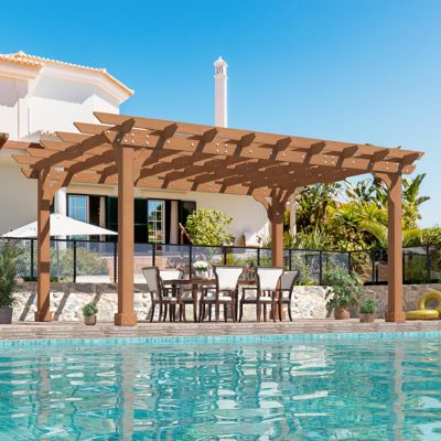 Image showing 5 th Veikous 14 x 10ft. Wooden Patio Pergola Outdoor Garden Gazebo