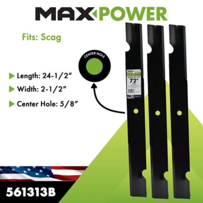 Image showing 1 th MaxPower 72 in. 3-Blade Set for Bad Boy, Husqvarna, and Scag Mowers Replaces 038-7220-00, 340-190, 105476