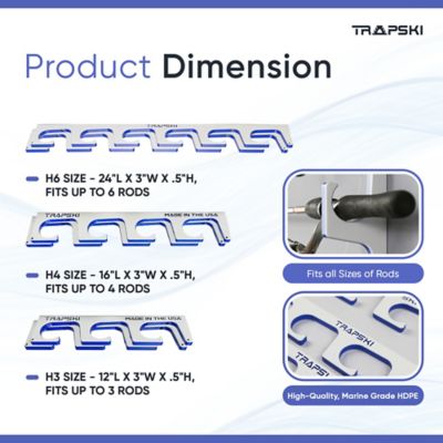 Image showing  Premium Fishing Rod Holder Rack Organizers 3 Slot Wall or Ceiling or Boat Mounted Fishing Rod Rack Stackable Storage