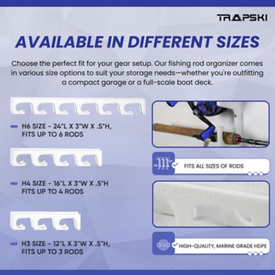 Image showing  Fishing Rod Holder Rack Organizers 6 Slot Wall or Ceiling or Boat Mounted Fishing Rod Rack Stackable Storage