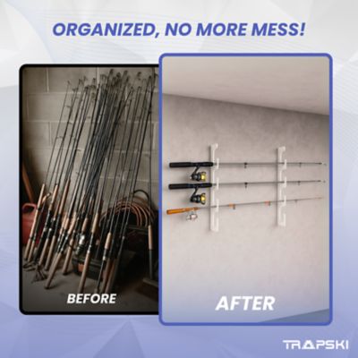 Image showing  Fishing Rod Holder Rack Organizers 6 Slot Wall or Ceiling or Boat Mounted Fishing Rod Rack Stackable Storage