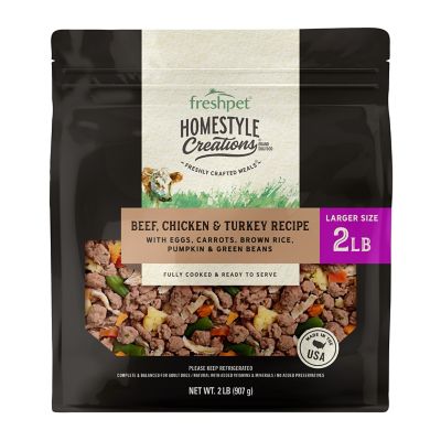 Freshpet Homestyle Creations Beef, Chicken & Turkey with Brown Rice & Veggies Fresh Dog Food, 2 lb. Bag