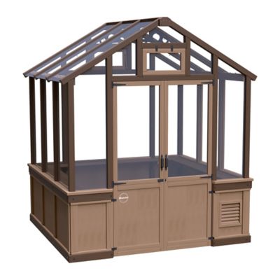 Image showing  6 x 7 x 8.5 ft Brown Wood Greenhouse