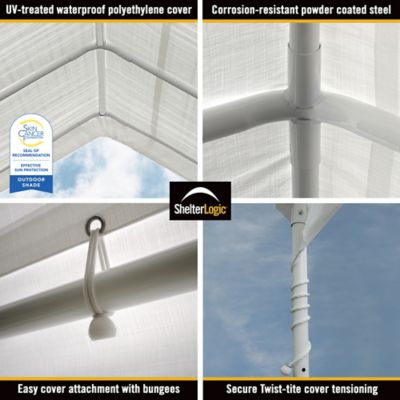 Image showing 7 th ShelterLogic 10 x 20 x 10 ft White 6 Leg AG Canopy