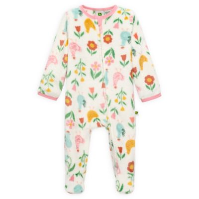 John Deere Infant Girls' Floral Fleece Long-Sleeve Coverall
