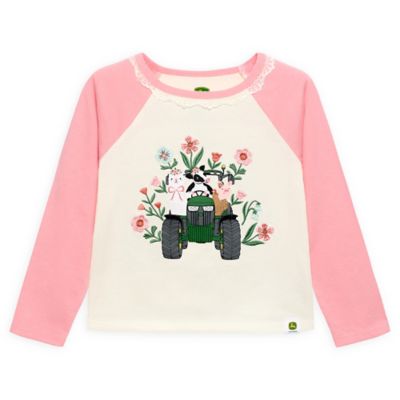 John Deere Tg Farm Crew And Flowers Ls Tee