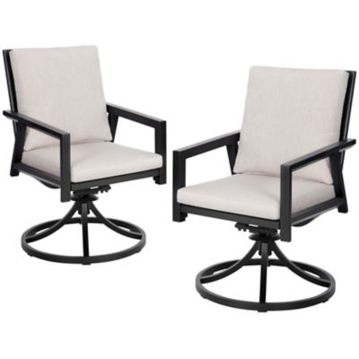 Nuu Garden 2 pc. Aluminum Swivel Chairs with Gray Cushions