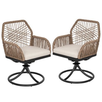 Nuu Garden 2 pc. Swivel Wicker Dining Chair with Cushion