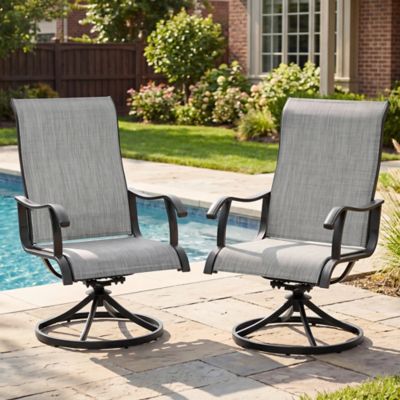 Nuu Garden Outdoor 2 pc. Solid Textilene Swivel Chair