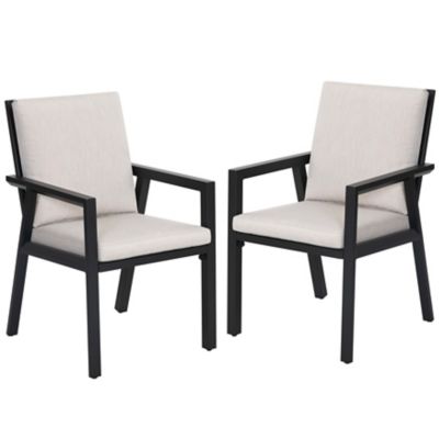 Nuu Garden 2 pc. Aluminum Dining Chairs with Gray Cushions