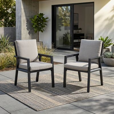 Image showing  2 pc. Aluminum Dining Chairs with Gray Cushions