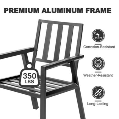 Image showing  2 pc. Aluminum Dining Chairs with Gray Cushions