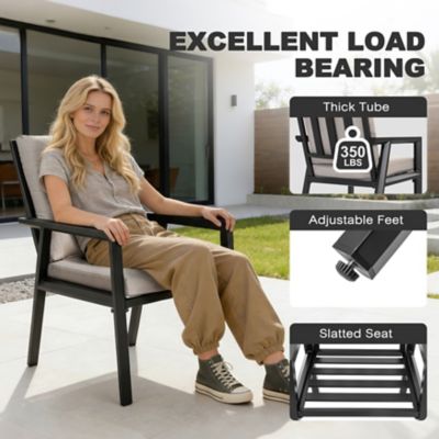 Image showing  2 pc. Aluminum Dining Chairs with Gray Cushions