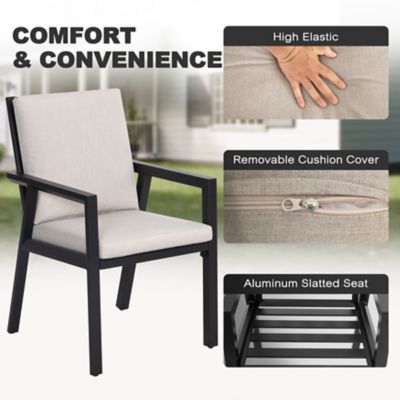 Image showing  2 pc. Aluminum Dining Chairs with Gray Cushions