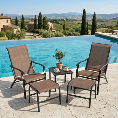 Nuu Garden 3 pc. Textilene Patio Chaise Lounge Set with Ottoman, Side Table