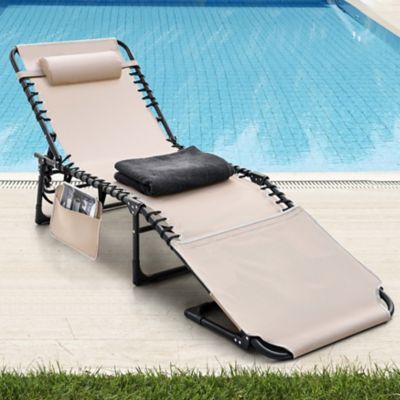 Image showing  Patio 5-Position Adjustable Lounge Chair Folding Tanning Chair