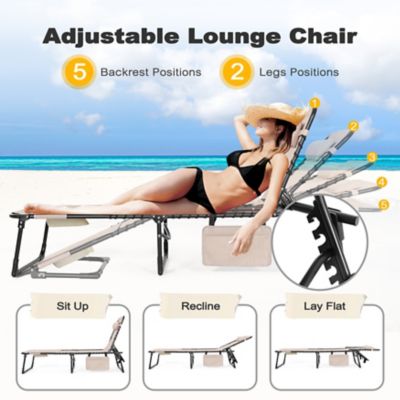 Image showing  Patio 5-Position Adjustable Lounge Chair Folding Tanning Chair
