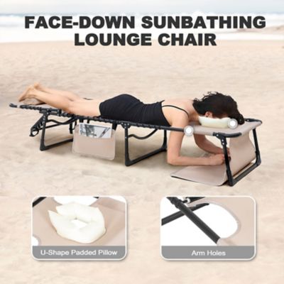 Image showing  Patio 5-Position Adjustable Lounge Chair Folding Tanning Chair
