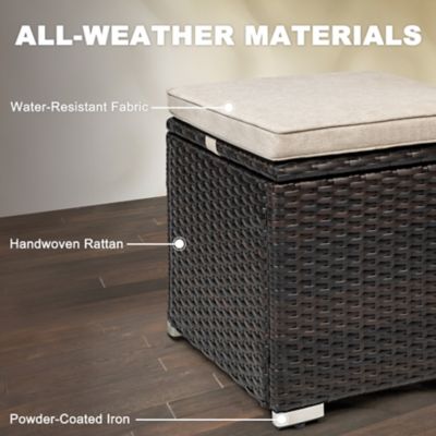 Image showing  2 pc. Patio Ottomans with Detachable Cushions, Hidden Storage