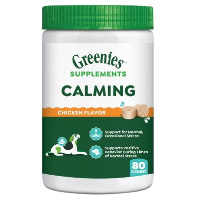 Greenies Supplements Calming Chews for Dogs Chicken Flavor, 14.7 oz Container of 80 ct. Soft Chews