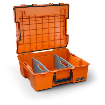 DECKED Halfrack 32, D-Co Case, Includes One D-Co Tray, Blaze Orange with Black Latches
