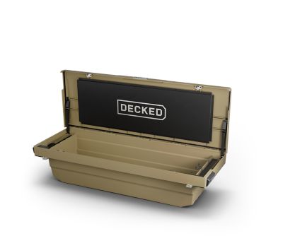 DECKED Truck Tool Box, Tan, Includes Two D-Ring Cargo Tie Downs and Two Tool Tray Pads