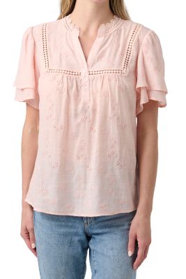 Vintage Threads Women's Short Sleeve Embroidered Blouse