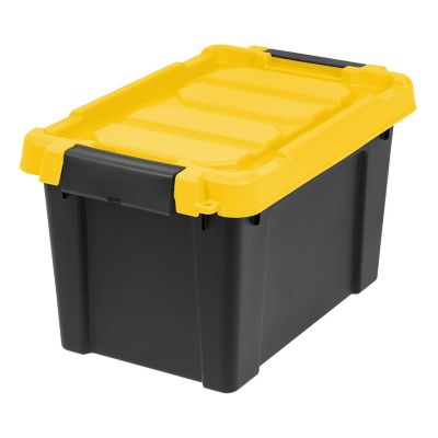 Image showing  5 gal. Black Plastic Latching Storage Bin with Lid, 4 pk.