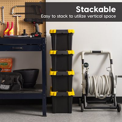 Image showing  5 gal. Black Plastic Latching Storage Bin with Lid, 4 pk.