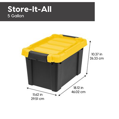 Image showing 5 th IRIS USA 5 gal. Black Plastic Latching Storage Bin with Lid, 4 pk.